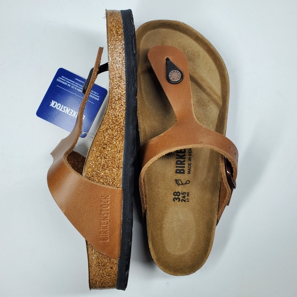 New Birkenstock Gizeh Antique Brown Leather Sandal - Picture 3 of 5